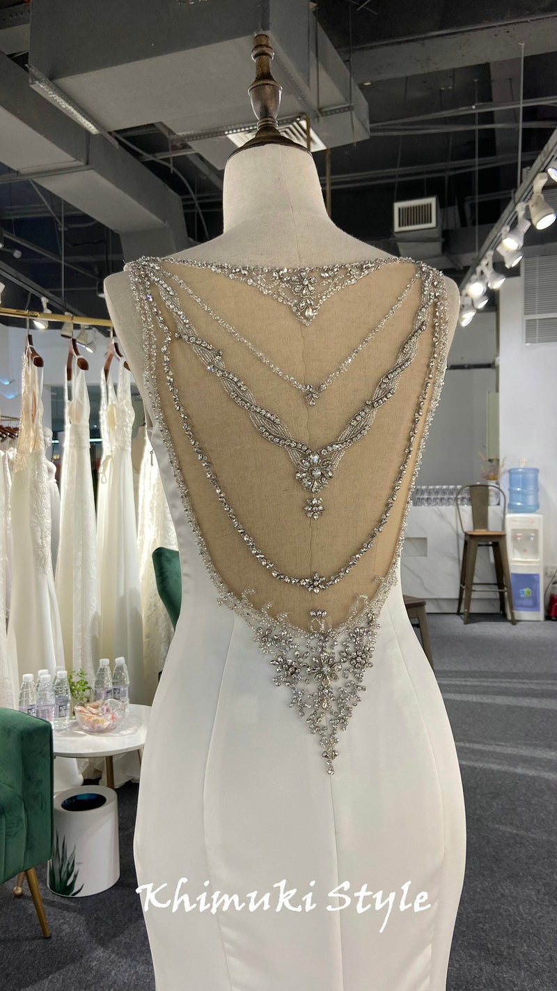 Fit and Flare Handmade Beaded Back Wedding Dress