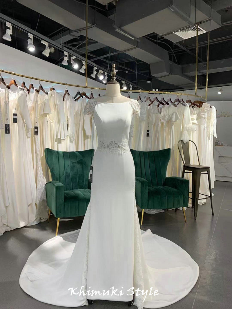 Sexy Low v-back Cap Sleeve Wedding Dress