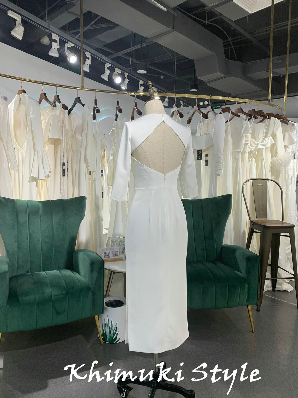 Knee Length Half Sleeve Sheath Wedding Dress