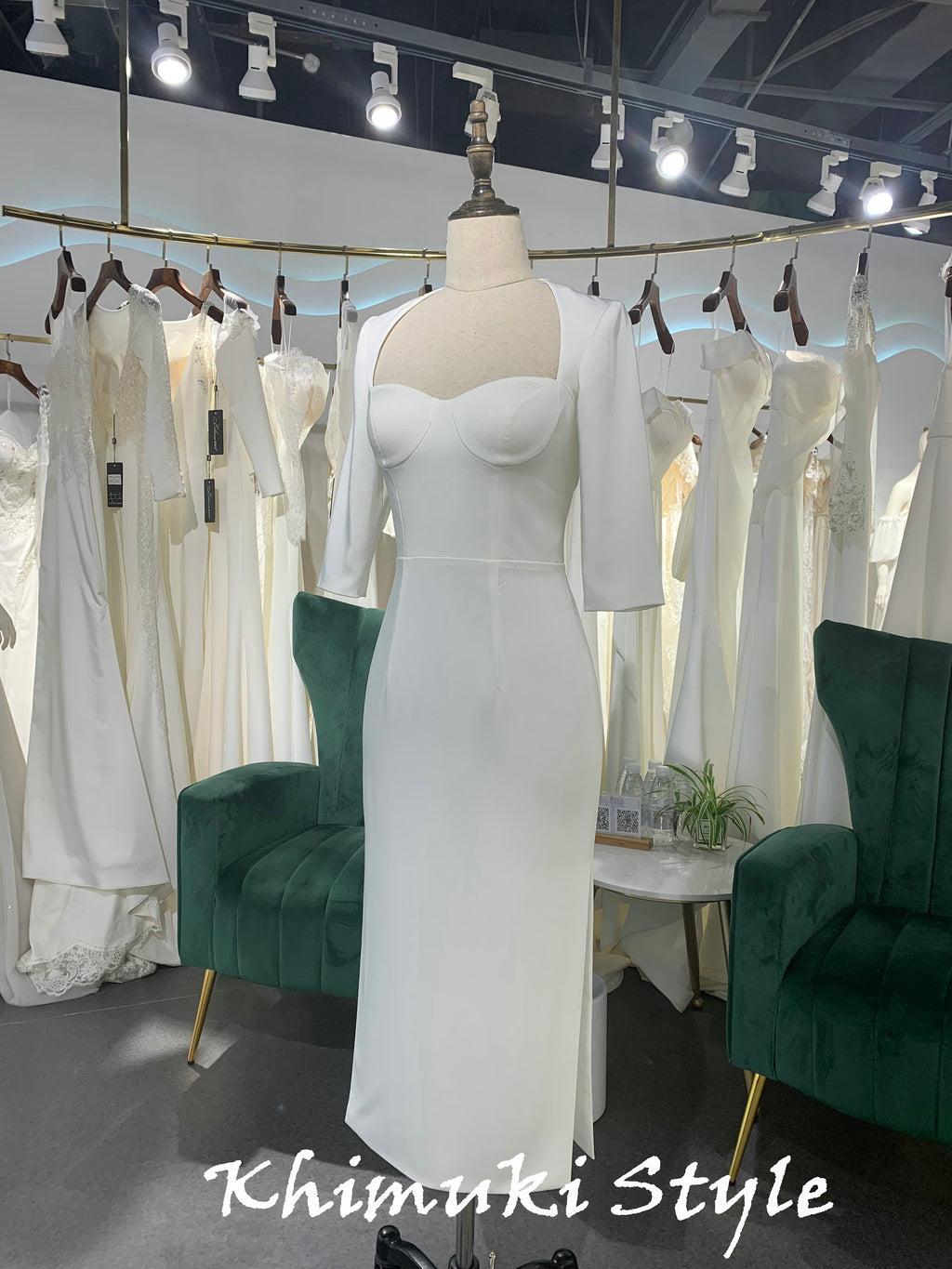 Knee Length Half Sleeve Sheath Wedding Dress