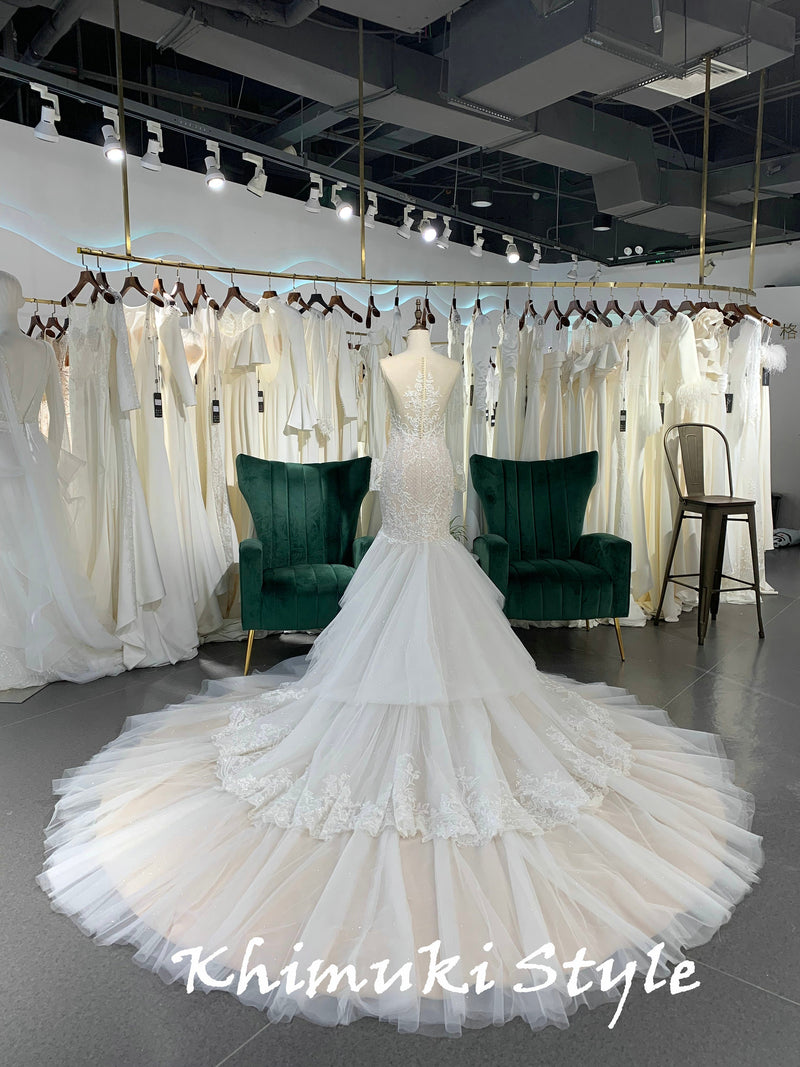 Classic Mermaid Long Sleeve Lace Wedding Dress