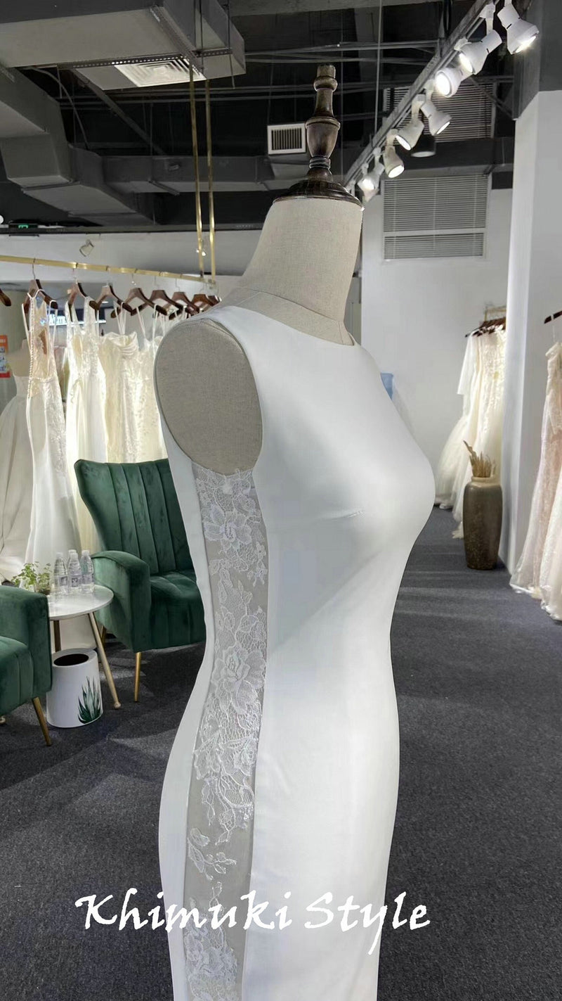 Fit and Flare Boat Neckline Wedding Dress