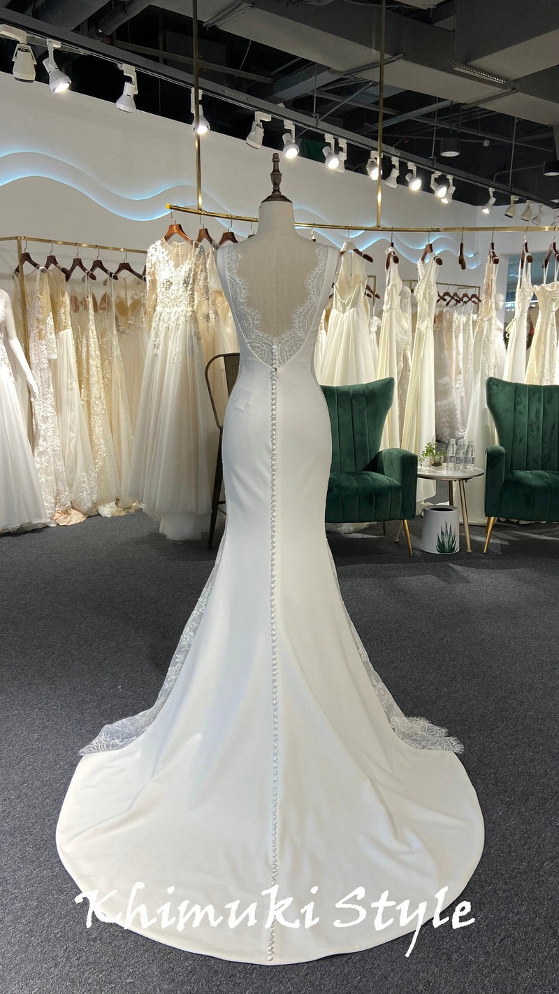 Fit and Flare Boat Neckline Wedding Dress