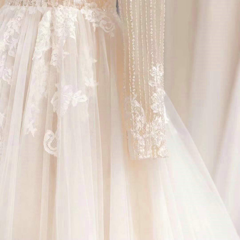 Long Sleeve Sheer Wedding Dress