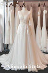 Long Sleeve Sheer Wedding Dress