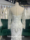 Mermaid Long Sleeve Lace Wedding Dress with Beads