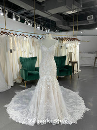 Fit and Flare Sheer Back Lace Wedding Dress