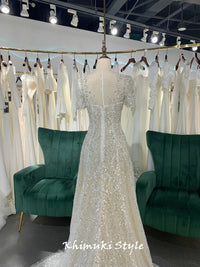 Short Sleeve Sparkle Sequins Wedding Dress