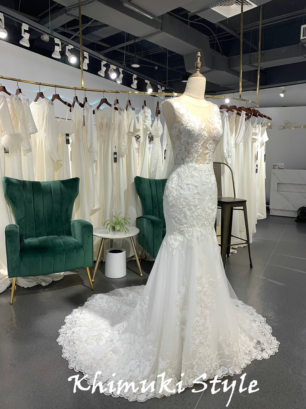 Classic Mermaid Sheer Lace Wedding Dress