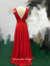Slit Skirt V-neckline Red Prom Dress
