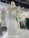 Mermaid High Neckline Long Sleeve Luxury Wedding Dress