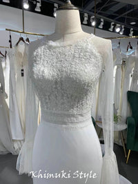 Fitted Sheer Long Sleeve Wedding Dress
