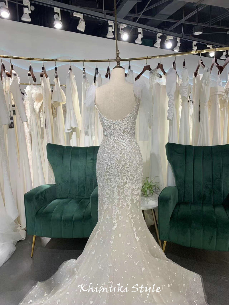 Mermaid Cream Lace Wedding Dress