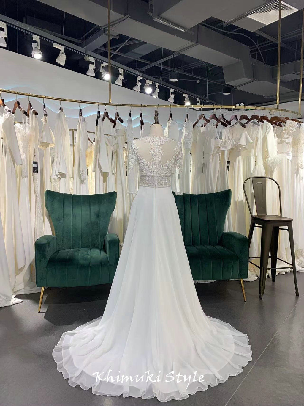 Long Sleeve Sheer Lace Wedding Dress