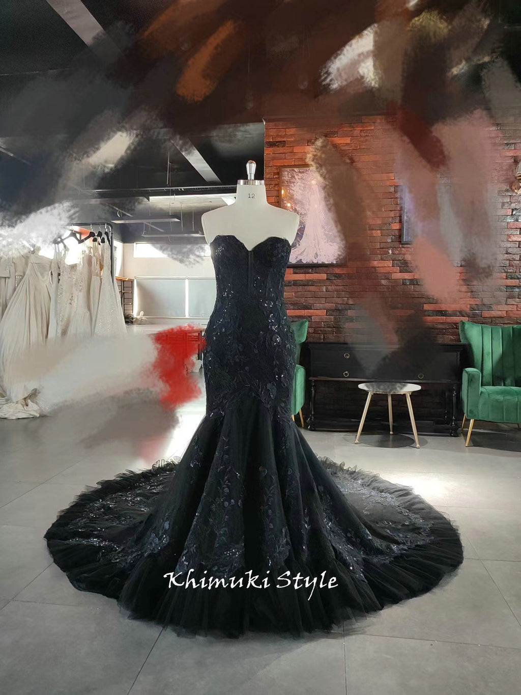 Mermaid Black Lace Wedding Dress