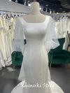 Fit and Flare Boho Sleeve Wedding Dress With Detachable Bow at Back