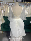 Fit and Flare Boho Sleeve Wedding Dress With Detachable Bow at Back