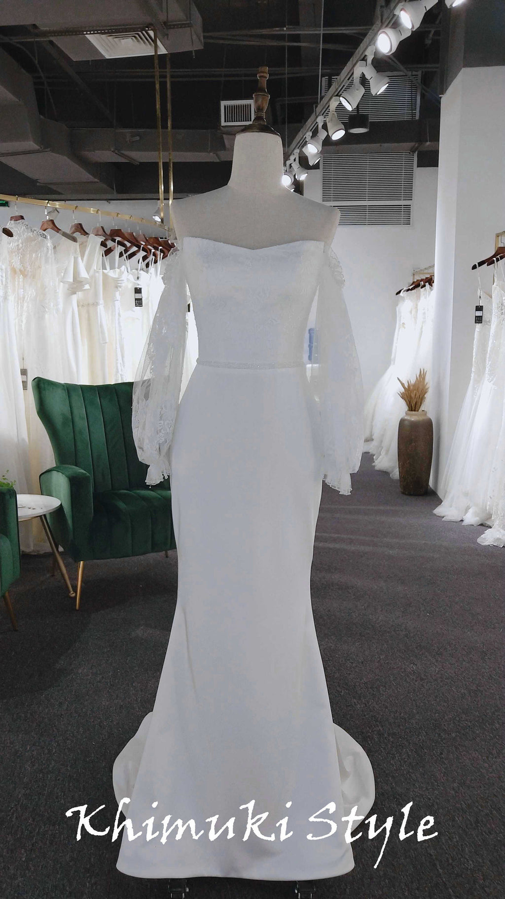 Mermaid Off Shoulder Boho Sleeve Wedding Dress