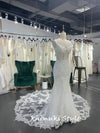 High Quality French Lace Mermaid Sexy Back Wedding Dress with Long Train