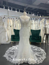 High Quality French Lace Mermaid Sexy Back Wedding Dress with Long Train