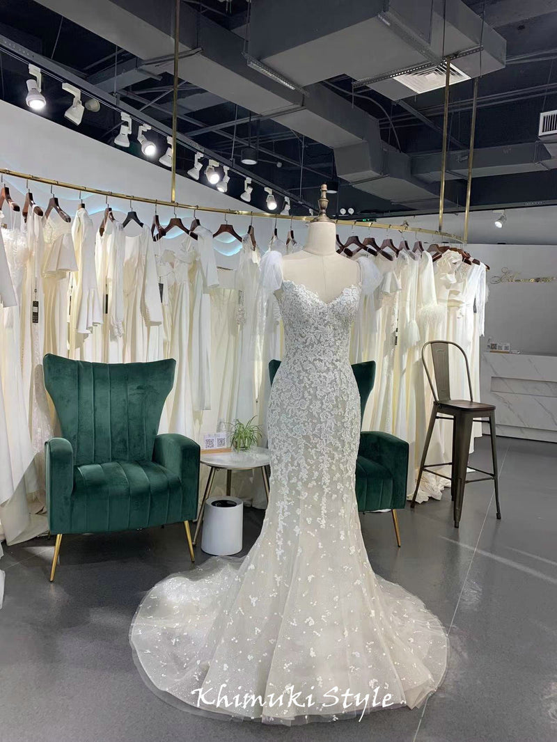 Mermaid Cream Lace Wedding Dress