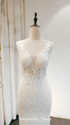 Classic Mermaid Deep V-back Sheer Lace Wedding Dress