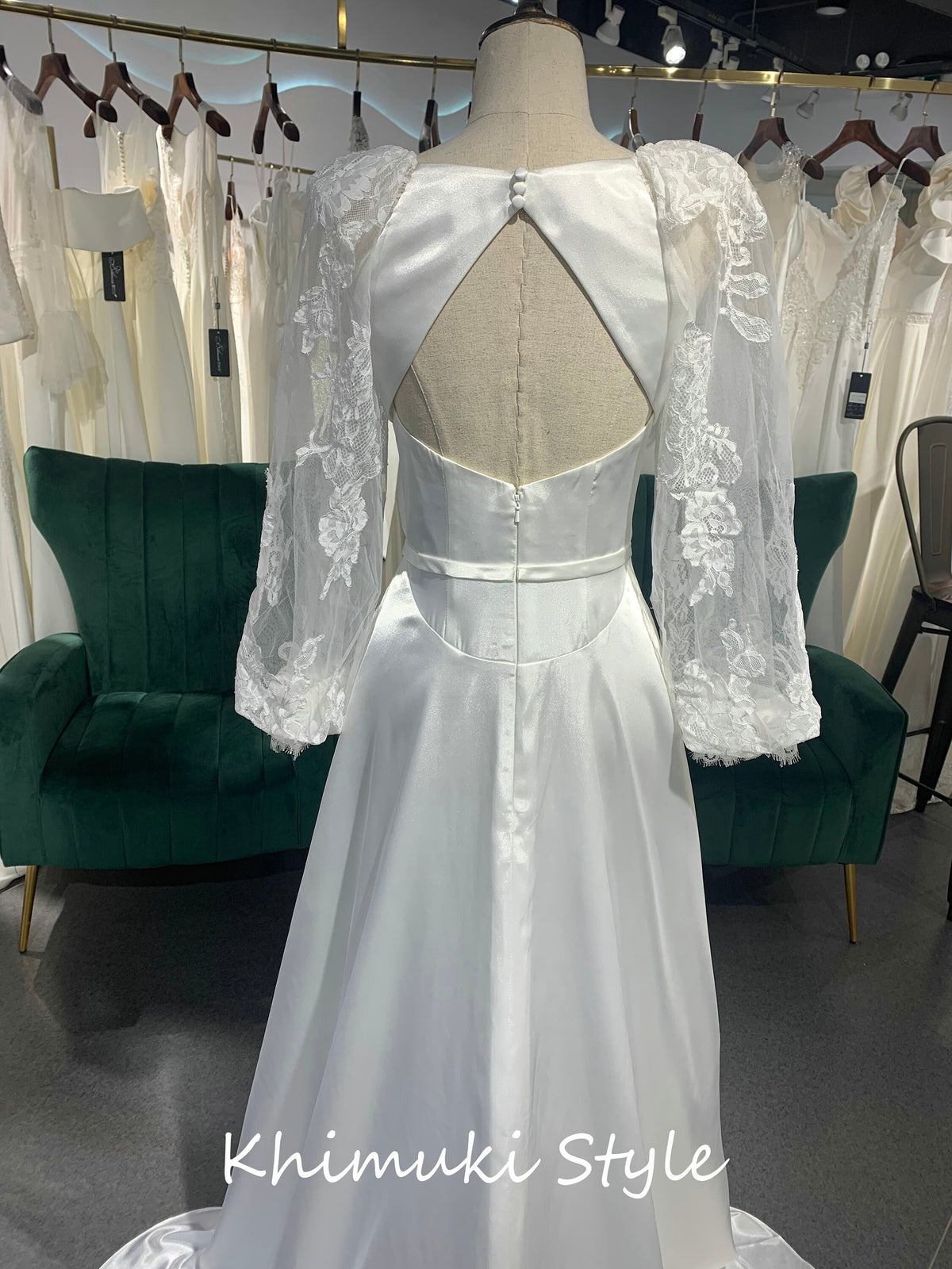 High Quality Soft Satin Long Sleeve Boho Wedding Dress