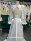 High Quality Soft Satin Long Sleeve Boho Wedding Dress