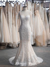 High Quality French Lace Long Sleeve Fit and Flare Wedding Dress