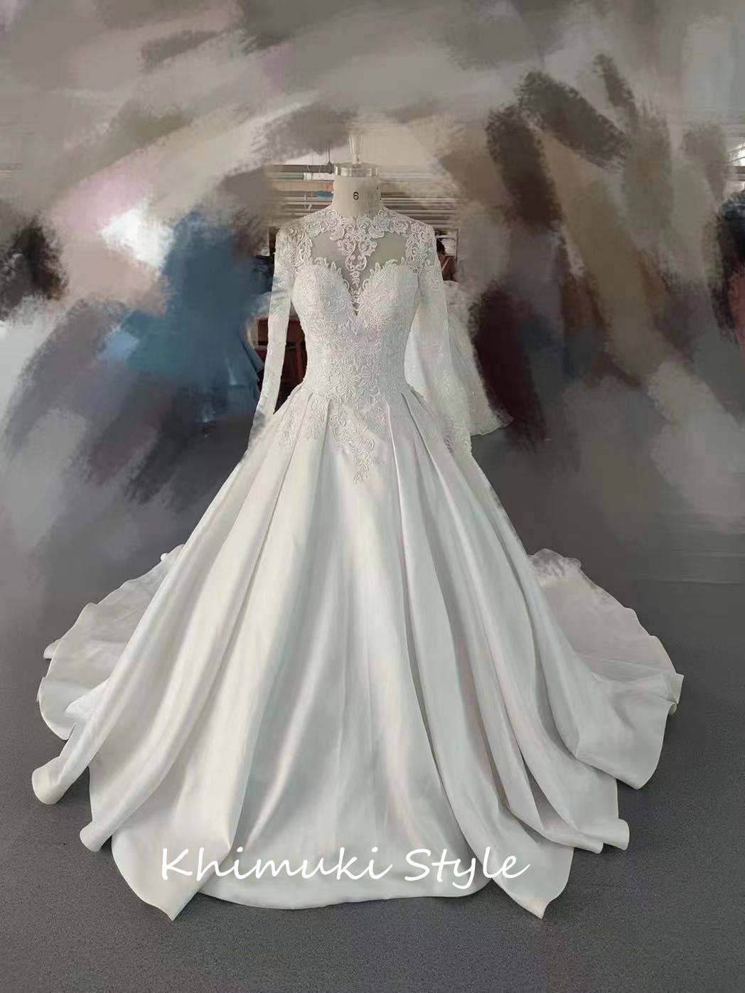 Ball Gown Long Sleeve Lace Wedding Dress