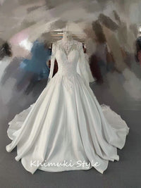 Ball Gown Long Sleeve Lace Wedding Dress