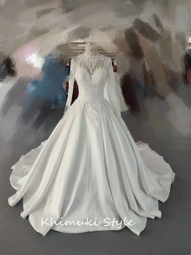 Ball Gown Long Sleeve Lace Wedding Dress