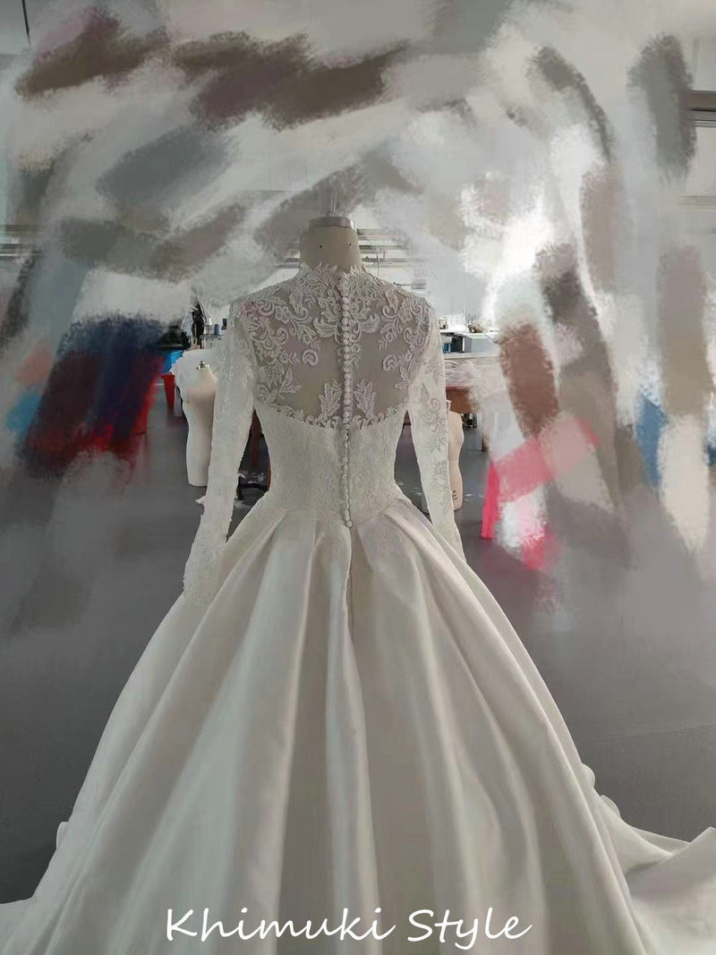 Ball Gown Long Sleeve Lace Wedding Dress