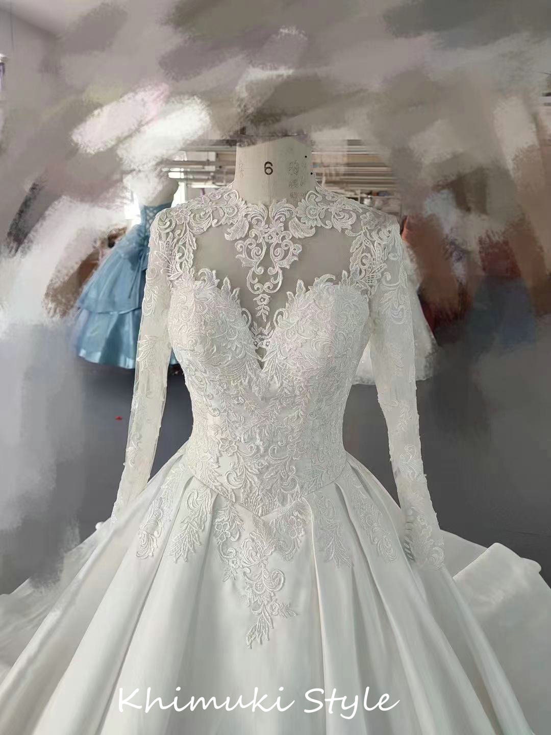 Ball Gown Long Sleeve Lace Wedding Dress