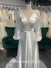 High Quality Soft Satin Long Sleeve Boho Wedding Dress