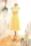 Knee Length Halter Neckline Yellow Bridesmaid Dress
