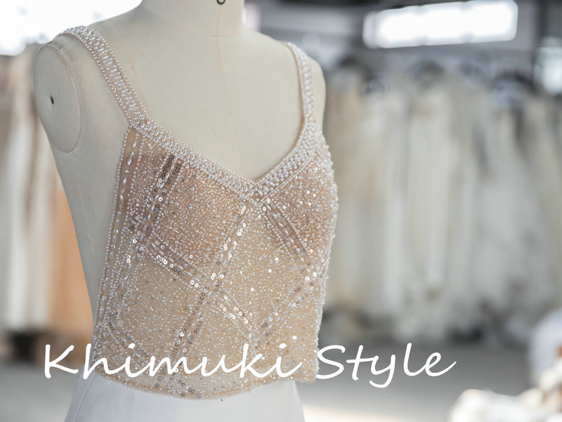 Fashion Fit and Flare Handmade Beaded Wedding Dress