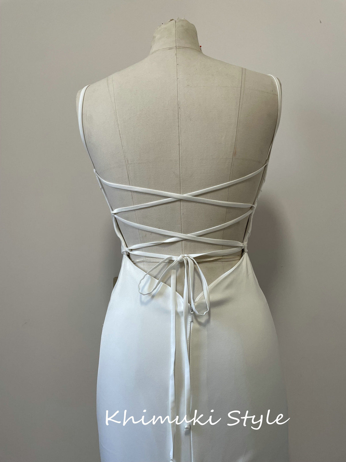 Fit and Flare Square Neckline Criss-Cross Back Wedding Dress