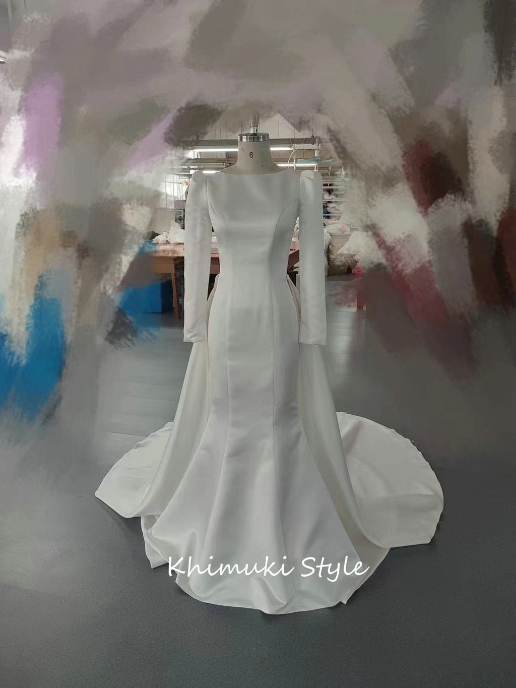 Fit and Flare Long Sleeve Minimalist Wedding Dress