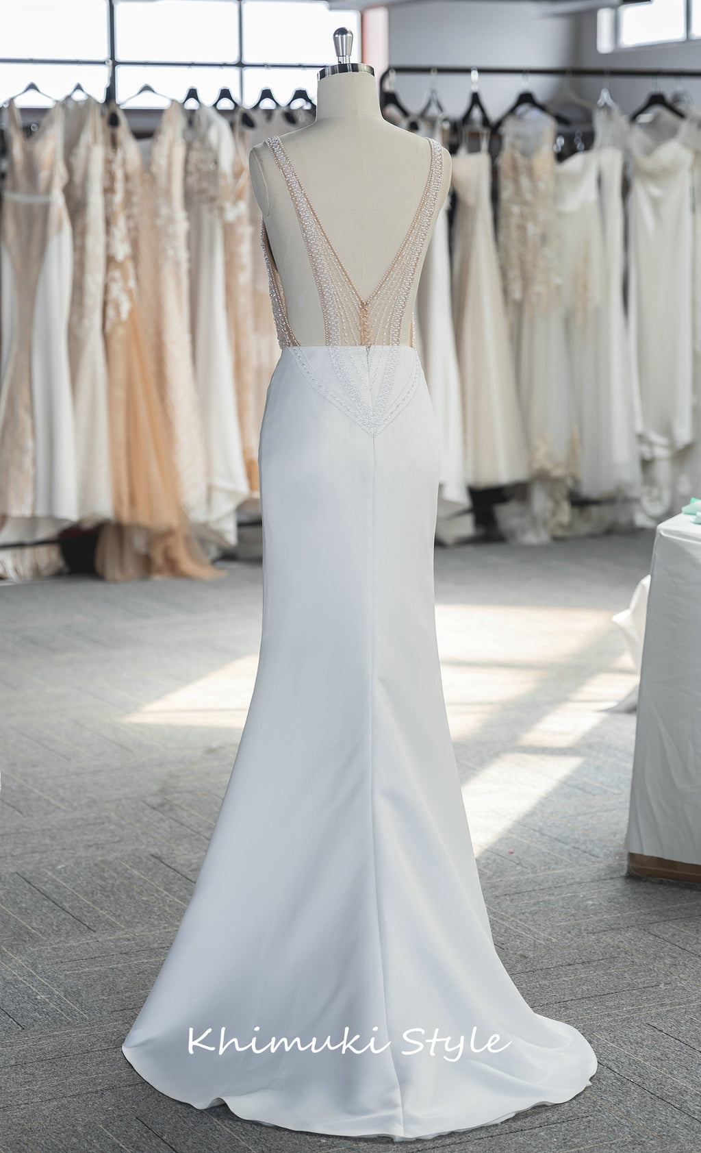 Fashion Fit and Flare Handmade Beaded Wedding Dress