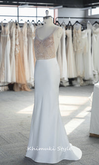 Fashion Fit and Flare Handmade Beaded Wedding Dress