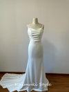 Fit and Flare Square Neckline Criss-Cross Back Wedding Dress