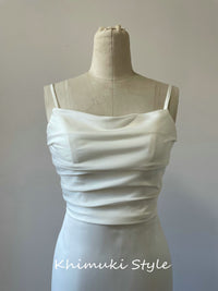 Fit and Flare Square Neckline Criss-Cross Back Wedding Dress