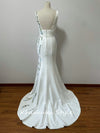 Fit and Flare Square Neckline Crepe Wedding Dress