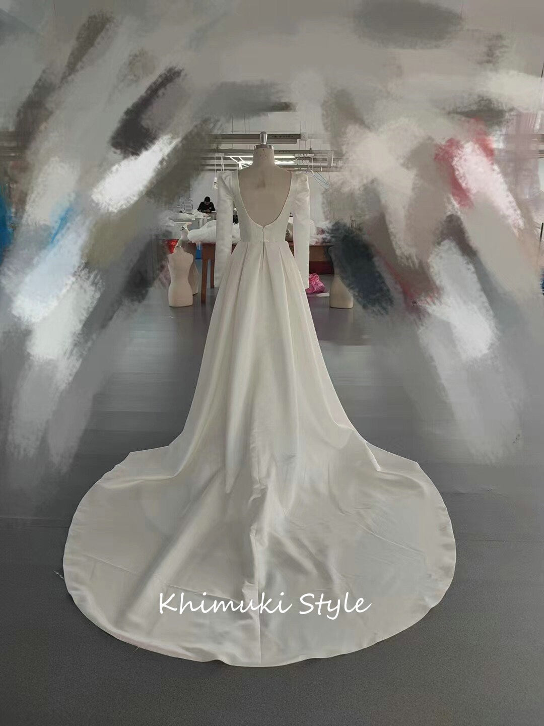 Fit and Flare Long Sleeve Minimalist Wedding Dress