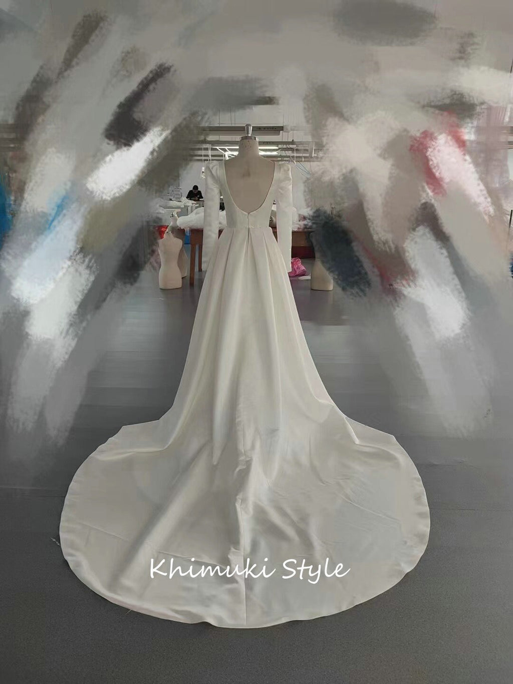 Fit and Flare Long Sleeve Minimalist Wedding Dress