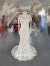 Fit and Flare Long Sleeve Sheer Lace Wedding Dress