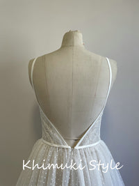 Low Back Dot Tulle Summer Wedding Dress