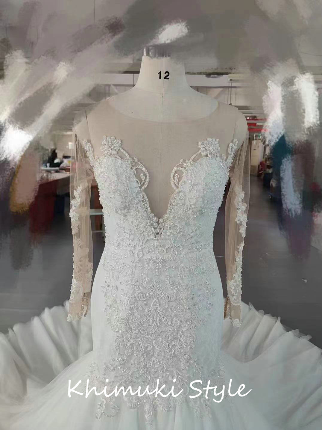 Mermaid Long Sleeve Sheer Lace Wedding Dress