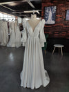 High Quality Boho Long Sleeve Ivory Satin Wedding Dress